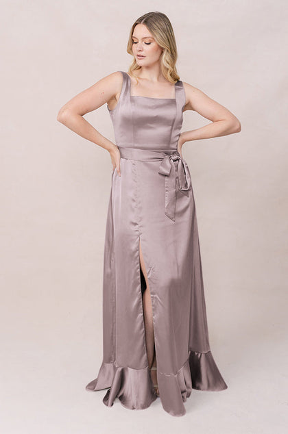 Stevie Satin Dress | Made To Order | Taupe