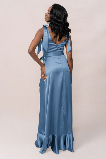 Stevie Satin Dress | Made To Order | True Blue
