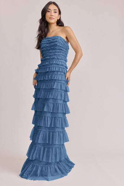 Summer Tulle Dress | Made To Order | Dusty Blue