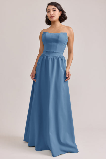 Sutton Crepe Dress | Made To Order | Dusty Blue