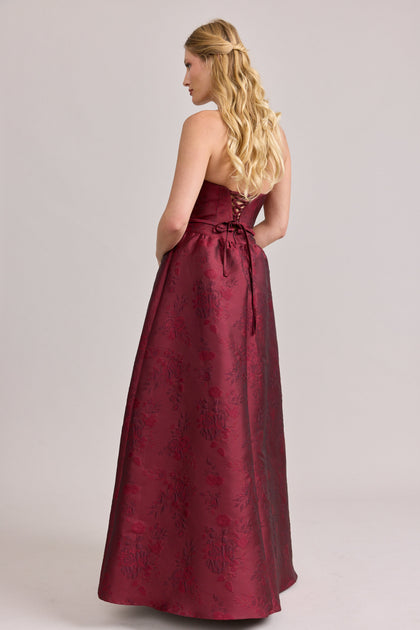 Sutton Jacquard Dress | Made To Order | Cabernet
