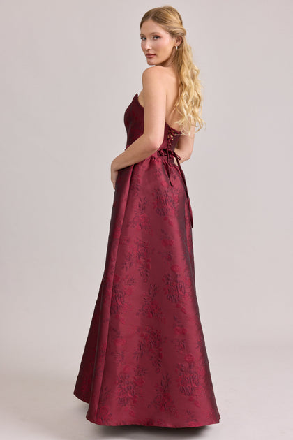 Sutton Jacquard Dress | Made To Order | Cabernet