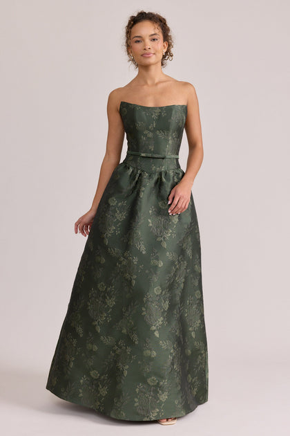 Sutton Jacquard Dress | Made To Order | Deep Olive