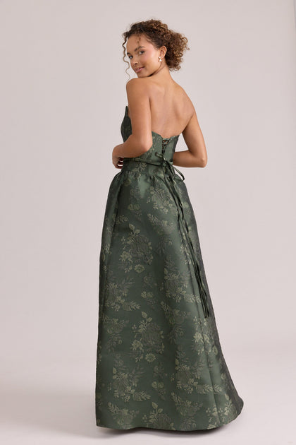 Sutton Jacquard Dress | Made To Order | Deep Olive