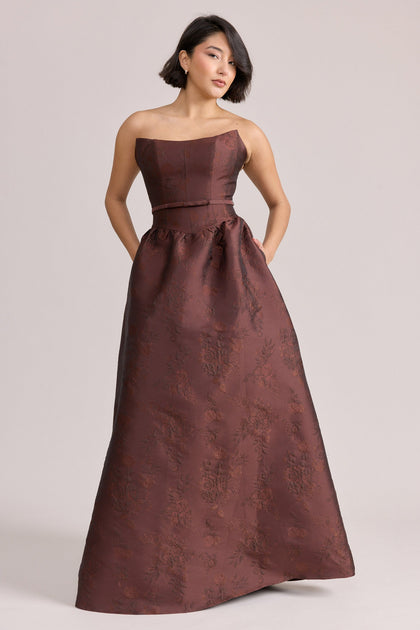 Sutton Jacquard Dress | Made To Order | Mahogany