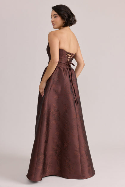 Sutton Jacquard Dress | Made To Order | Mahogany