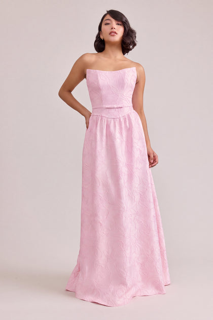 Sutton Tonal Jacquard Dress | Baby Pink