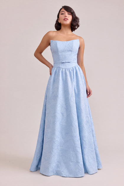 Sutton Tonal Jacquard Dress | Blue Hydrangea