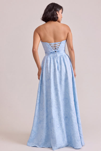 Sutton Tonal Jacquard Dress | Blue Hydrangea