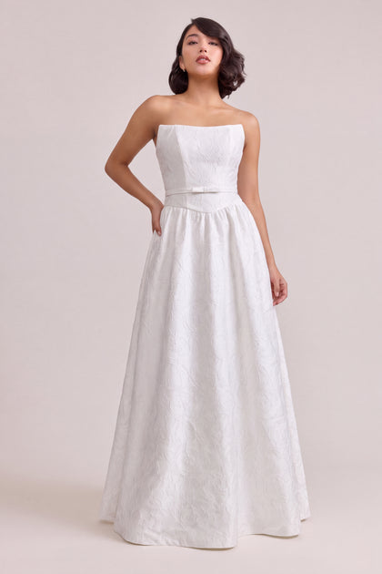 Sutton Tonal Jacquard Dress | White