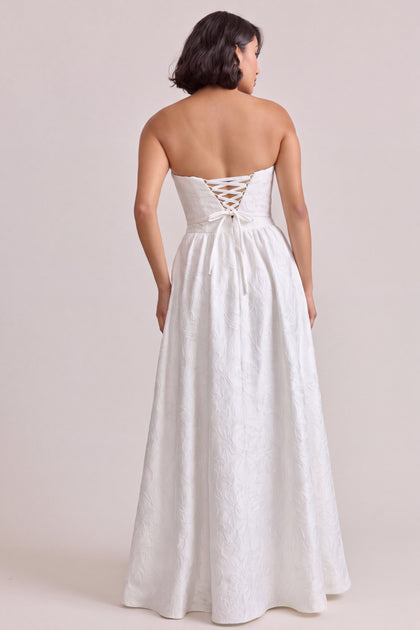 Sutton Tonal Jacquard Dress | White