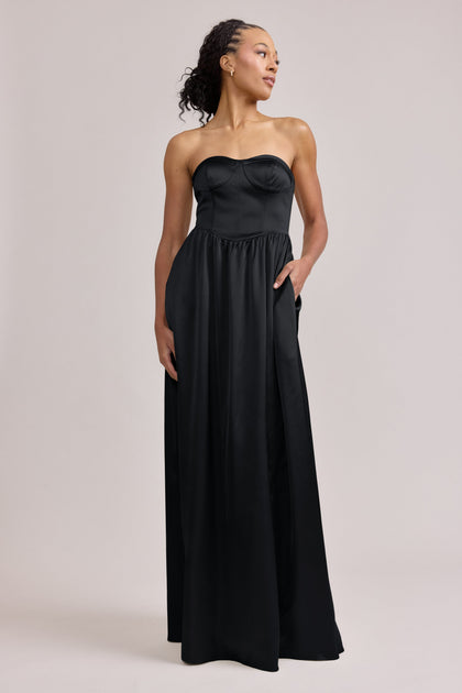 Sydney Satin Dress | Made To Order | Black