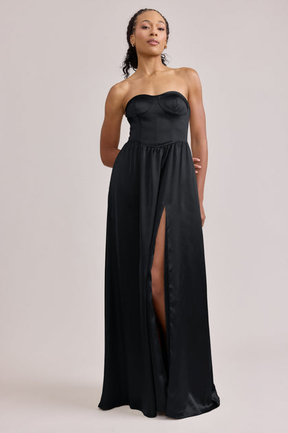 Sydney Satin Dress | Made To Order | Black