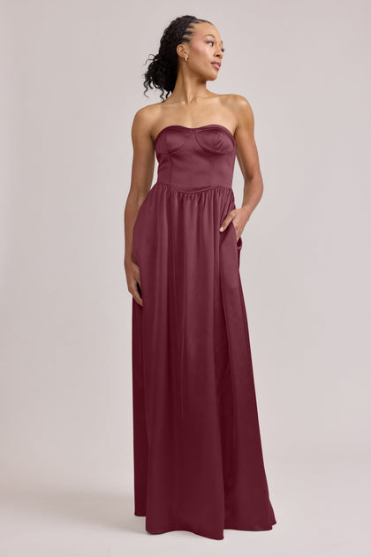 Sydney Satin Dress | Made To Order | Cabernet