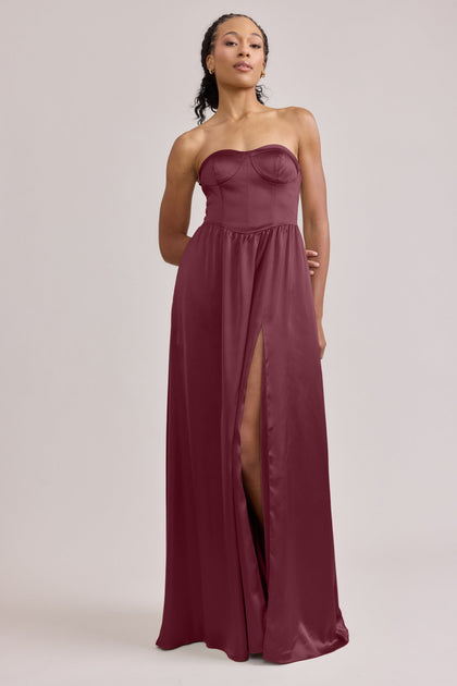 Sydney Satin Dress | Made To Order | Cabernet