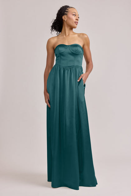 Sydney Satin Dress | Made To Order | Emerald