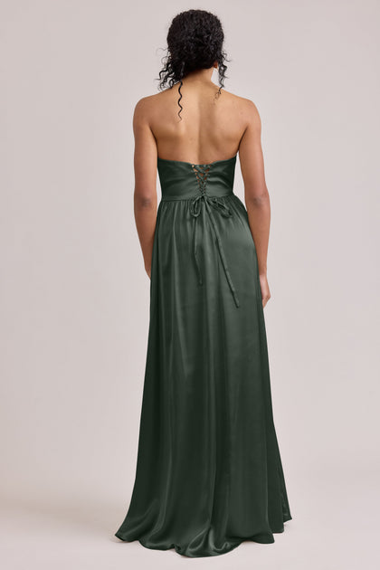 Sydney Satin Dress | Made To Order | Deep Olive