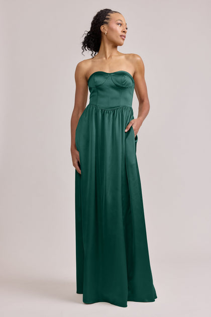 Sydney Satin Dress | Made To Order | Emerald