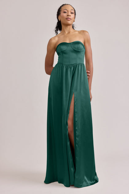 Sydney Satin Dress | Made To Order | Emerald