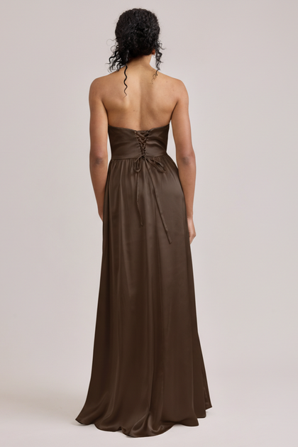 Sydney Satin Dress | Made To Order | Espresso