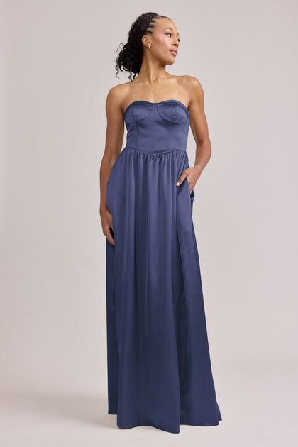 Sydney Satin Dress | Made To Order | Indie Blue