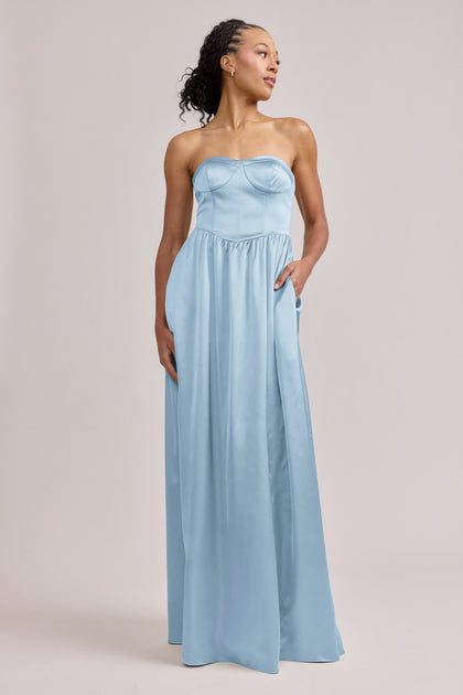 Sydney Satin Dress | Made To Order | Light Blue
