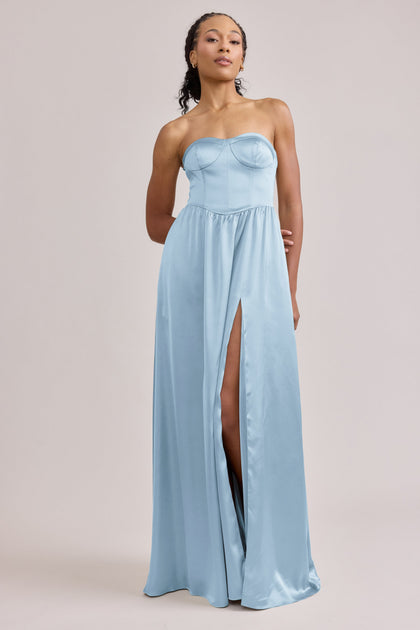 Sydney Satin Dress | Made To Order | Light Blue