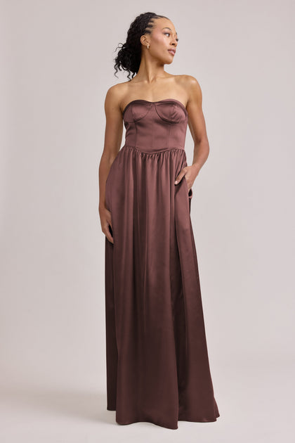 Sydney Satin Dress | Made To Order | Mahogany