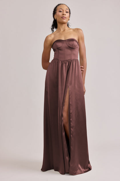 Sydney Satin Dress | Made To Order | Mahogany