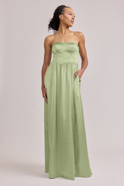 Sydney Satin Dress | Made To Order | Matcha