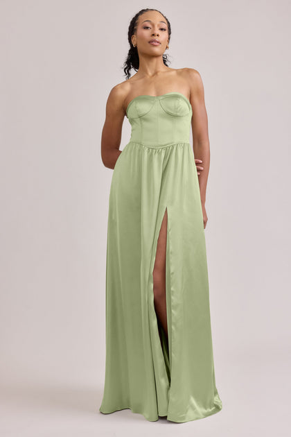 Sydney Satin Dress | Made To Order | Matcha