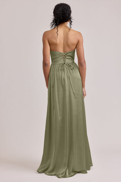 Sydney Satin Dress | Made To Order | Moss