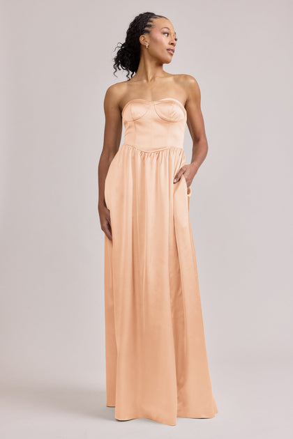 Sydney Satin Dress | Made To Order | Peach