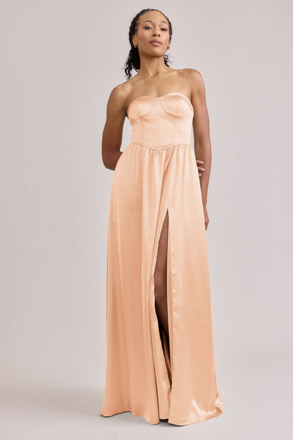 Sydney Satin Dress | Made To Order | Peach