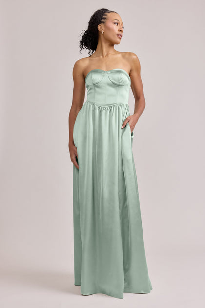 Sydney Satin Dress | Made To Order | Sage