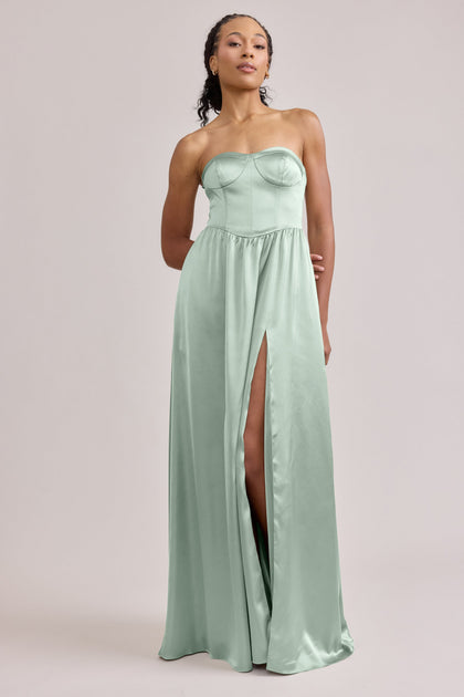 Sydney Satin Dress | Made To Order | Sage