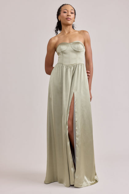 Sydney Satin Dress | Made To Order | Sage