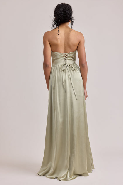 Sydney Satin Dress | Made To Order | Sage