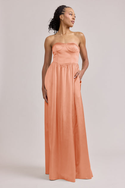 Sydney Satin Dress | Made To Order | Tangerine