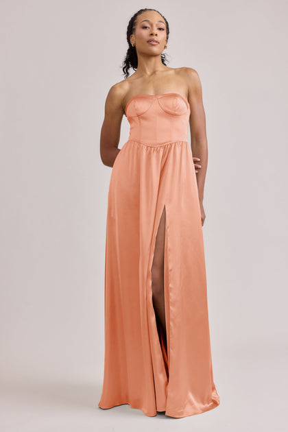 Sydney Satin Dress | Made To Order | Tangerine