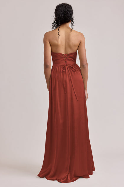 Sydney Satin Dress | Made To Order | Terracotta Rust