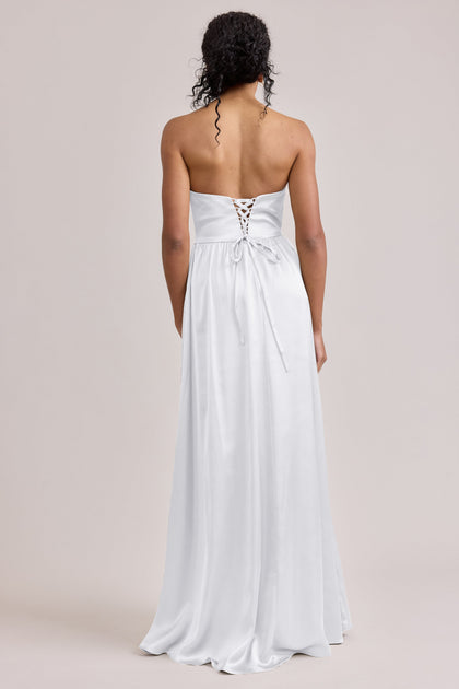 Sydney Satin Dress | Made To Order | White Pearl