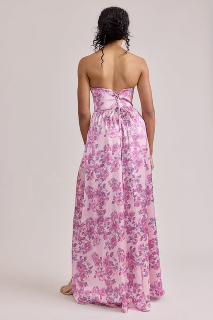Sydney Satin Floral Print Dress | Made To Order | Perfect Pink Blossom