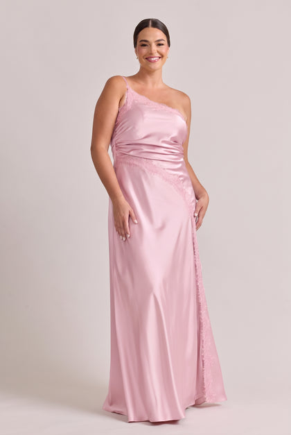 Taylor Satin + Lace Dress | Baby Pink