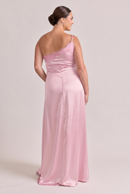 Taylor Satin + Lace Dress | Baby Pink