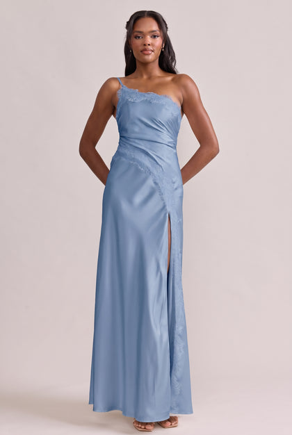 Taylor Satin + Lace Dress | French Blue