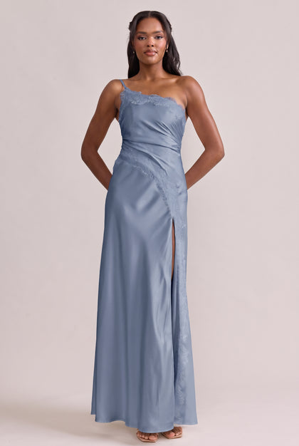 Taylor Satin + Lace Dress | French Blue