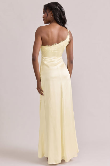 Taylor Satin + Lace Dress | Pale Yellow