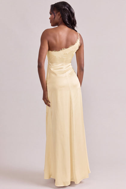 Taylor Satin + Lace Dress | Pale Yellow