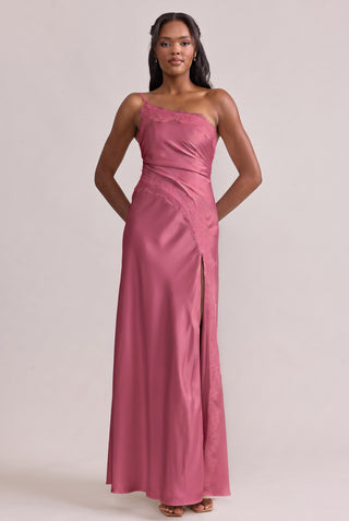 Taylor Satin + Lace Dress | Raspberry